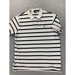 Polo Ralph Lauren 100% Cotton Custom Fit Polo‎ Shirt (Men's XXL) White/Blue